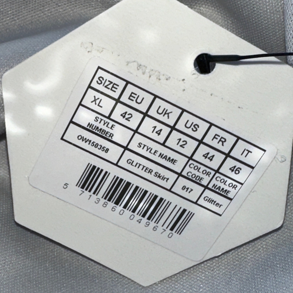 Sequin Micro Mini Skirt Silver Size 12 Ruched Metallic OW Collection $128 NEW - Picture 9 of 11